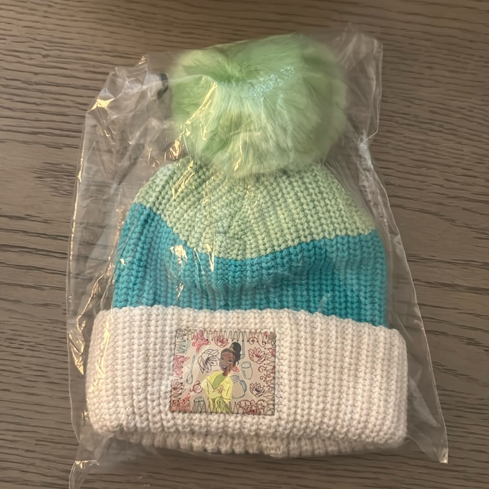 NWT Disney Parks x Love Your Melon Princess and the Frog Tiana Pom Beanie Adult